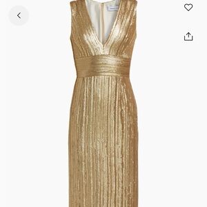 Prabal Gurung Metallic Gold Pleated Maxi Skirt
